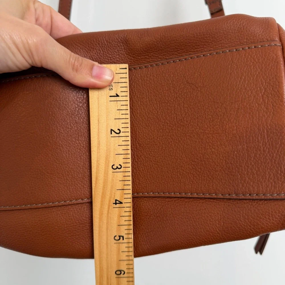 Fossil Cognac Brown Pebbled Leather Satchel Crossbody Bag ZB6750